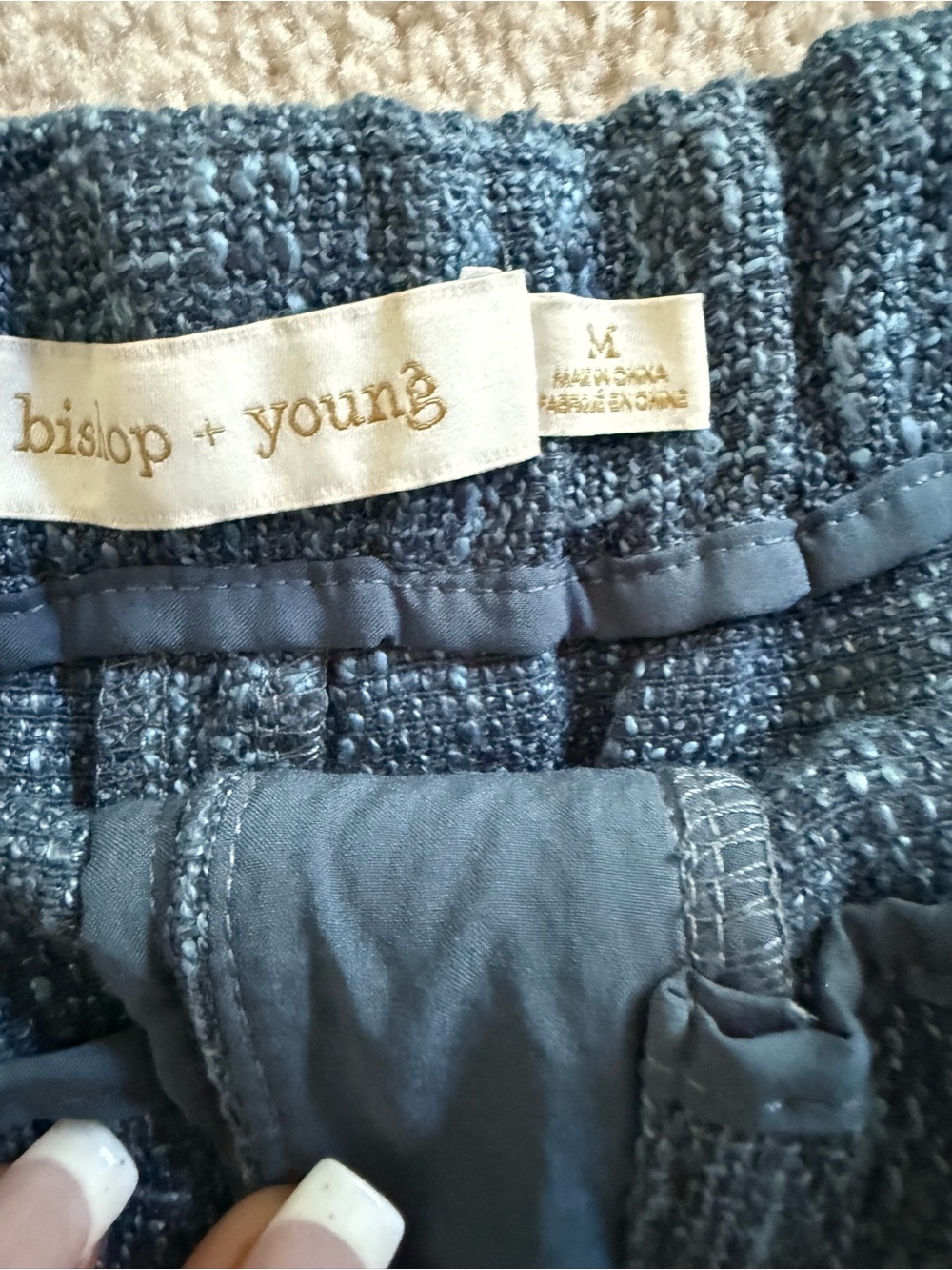 bishop + young Blue Tweed-Look High-Waist Shorts Set with Gold Buttons - Picture 6 of 6